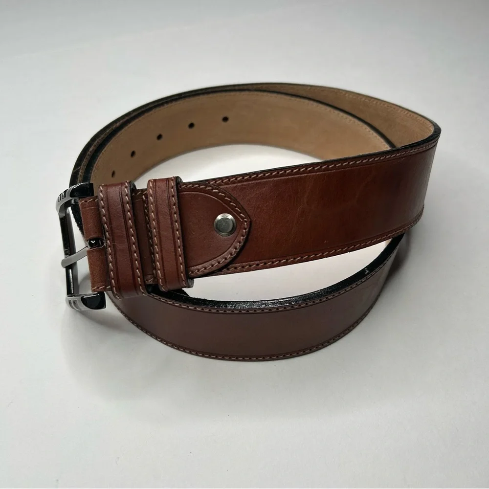 Moroccan Boutique Handmade Classic Leather Belt w Silver Buckle Minimalist